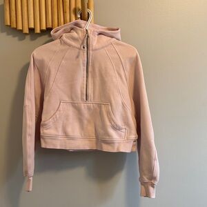 Lululemon Cropped Half-Zip Hooded Sweatshirt in Light Pink